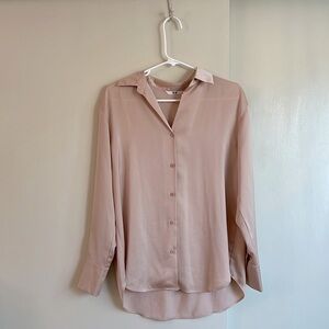 New Uniqlo Beige Satin Button Down Blouse